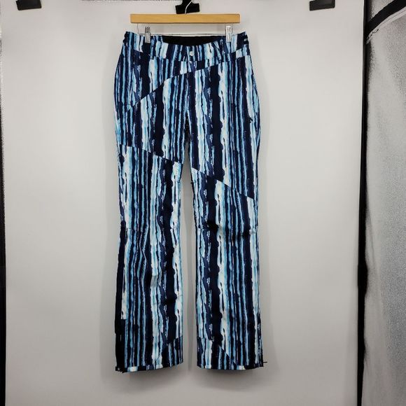 Descent Norah Women’s Insulated Snow Ski Stripe Pattern blue white pants Size 8 - Picture 4 of 12